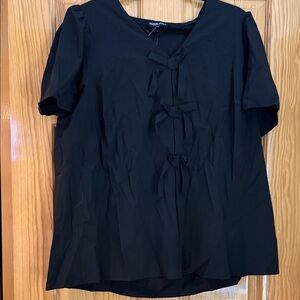 Chic Black Women's Blouse with Bow Accents